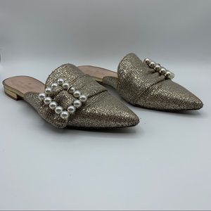 Kate Spade New York Broadway Starlight Gold Mules Size 6.5